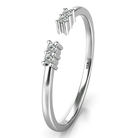 Sz 5.0 Solid 10K White Gold Diamond Wedding Stackable Comfort Fit Open Ring