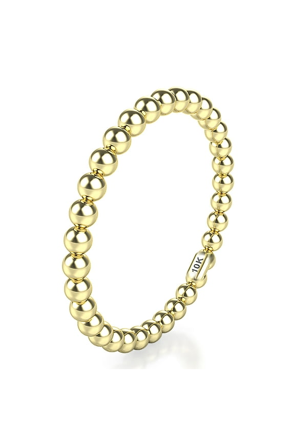 Sz 5.0 Solid 10K Yellow Gold 2MM Eternity Bead Comfort Fit Wedding Band Ring
