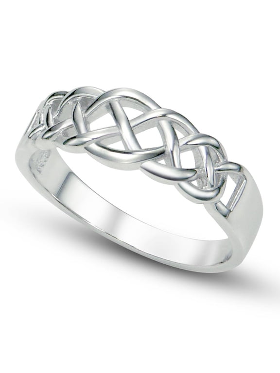 Sz 5 Sterling 925 Silver Celtic Knot Band Ring