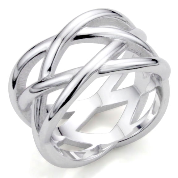 Sz 5 Sterling Silver 925 "X" Criss Cross Eternity Ring