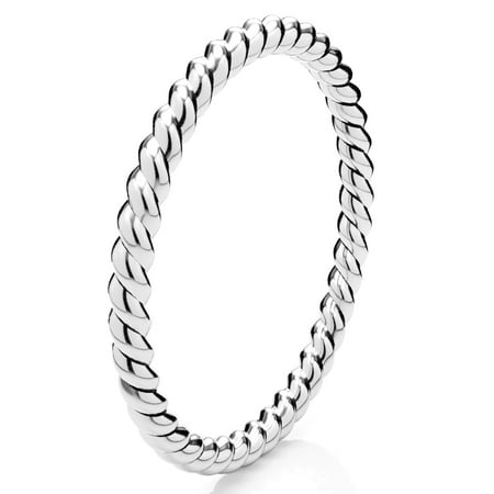 Sz 6 Sterling Silver 2MM Eternity Rope Wedding Band Ring