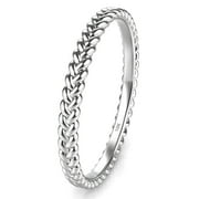 KOBELLE Sz 7.0 Solid 10K White Gold 2MM Eternity Braided Rope Stackable Comfort Fit Wedding Band Ring