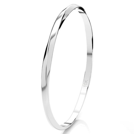 Sz 7.0 Solid 10K White Gold 2MM Twisted Square Eternity Stackable Comfort Fit Wedding Band Ring