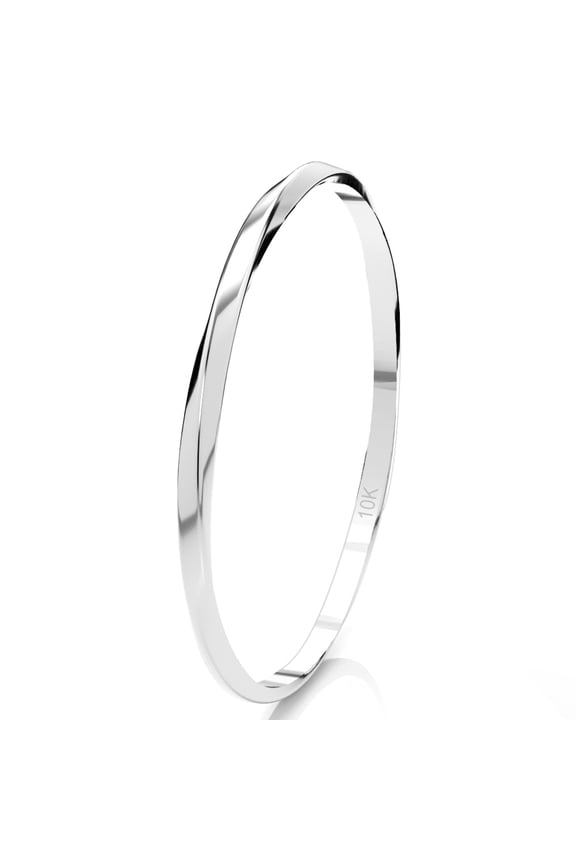 Sz 7.0 Solid 10K White Gold 2MM Twisted Square Eternity Stackable Comfort Fit Wedding Band Ring