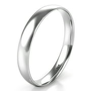 KOBELLE Sz 7.0 Solid 10K White Gold 3MM Plain Dome Comfort Fit Wedding Band Ring
