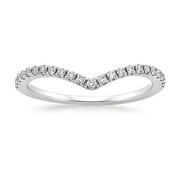 KOBELLE Sz 7.0 Solid 10K White Gold Diamond 2MM Chevron Half Eternity Stackable Wedding Anniversary Band Ring