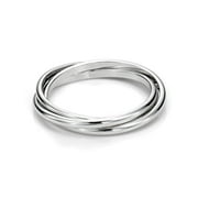 ANDREA JEWELERS Sz 7.0 Sterling Silver Triple Interlocked Rolling High Polish Plain Dome Tarnish Resistant Wedding Band Ring