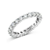 Sz (7) 3.50MM Sterling Silver 925 Cubic Zirconia CZ Eternity Engagement Wedding Band Ring