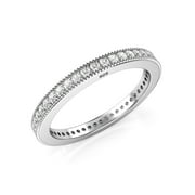ANDREA JEWELERS Sz 7 Sterling Silver 2MM 925 CZ Cubic Zirconia Eternity Wedding Band Ring