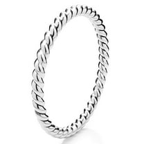 Sz 7 Sterling Silver 2MM Eternity Rope Wedding Band Ring