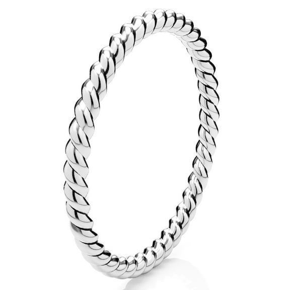 Sz 7 Sterling Silver 2MM Eternity Rope Wedding Band Ring