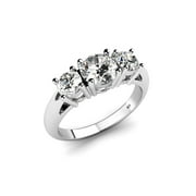 ANDREA JEWELERS Sz 7 Sterling Silver 925 Cubic Zirconia CZ 3 Stone Engagement Ring