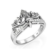 ANDREA JEWELERS Sz 7 Sterling Silver Cubic Zirconia Princess Crown Tiara CZ Band Ring