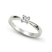 ANDREA JEWELERS Sz 7 Sterling Silver Cubic Zirconia Solitaire 0.1 Carat tw Princess Cut CZ Engagement Ring