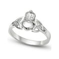 thumbnail image 1 of Sz 7 Sterling Silver Irish Claddagh Friendship and Love Band Celtic Ring w/ Trinity Symbols, 1 of 1