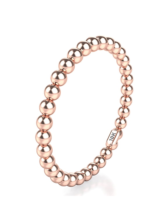 Sz 8.0 Solid 10K Rose Gold 2MM Eternity Bead Comfort Fit Wedding Band Ring