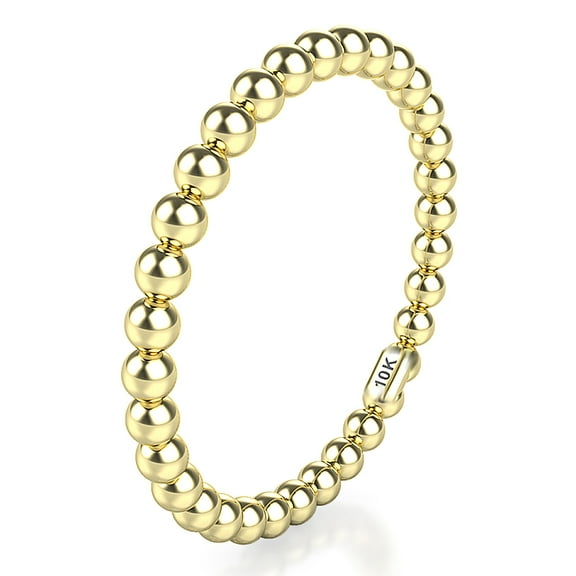 Sz 8.0 Solid 10K Yellow Gold 2MM Eternity Bead Comfort Fit Wedding Band Ring