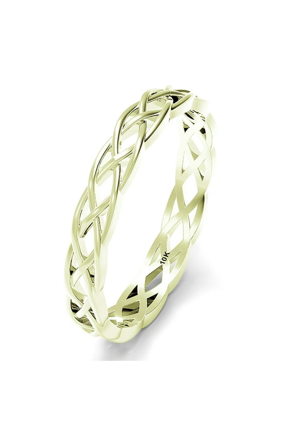 Sz 8.0 Solid 10K Yellow Gold 3MM Eternity Celtic Knot Stackable Comfort Fit Wedding Band Ring