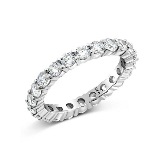 Sz (8) 3.50MM Sterling Silver 925 Cubic Zirconia CZ Eternity Engagement Wedding Band Ring