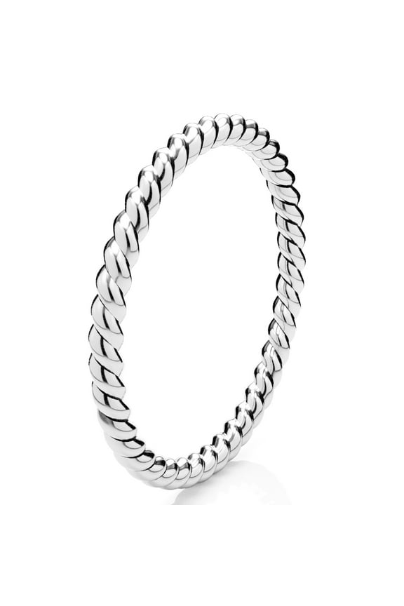 Sz 8 Sterling Silver 2MM Eternity Rope Wedding Band Ring
