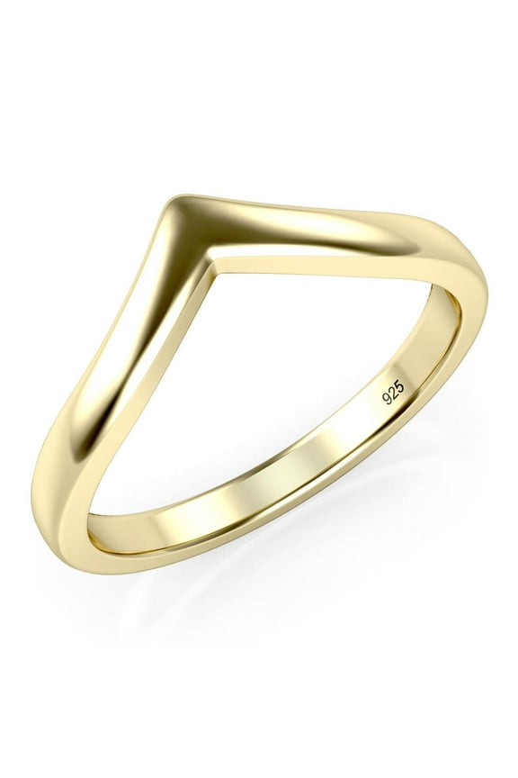 Sz 8 Yellow Gold Plated Sterling Silver 925 Chevron Stackable Ring