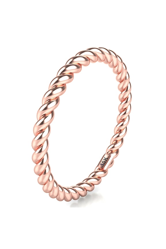 Sz 9.0 Solid 10K Rose Gold 2MM Eternity Rope Comfort Fit Wedding Band Ring