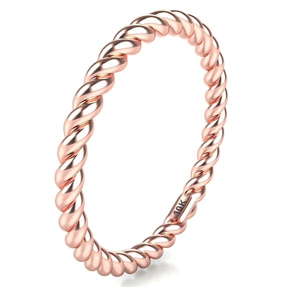 Sz 9.0 Solid 10K Rose Gold 2MM Eternity Rope Comfort Fit Wedding Band Ring