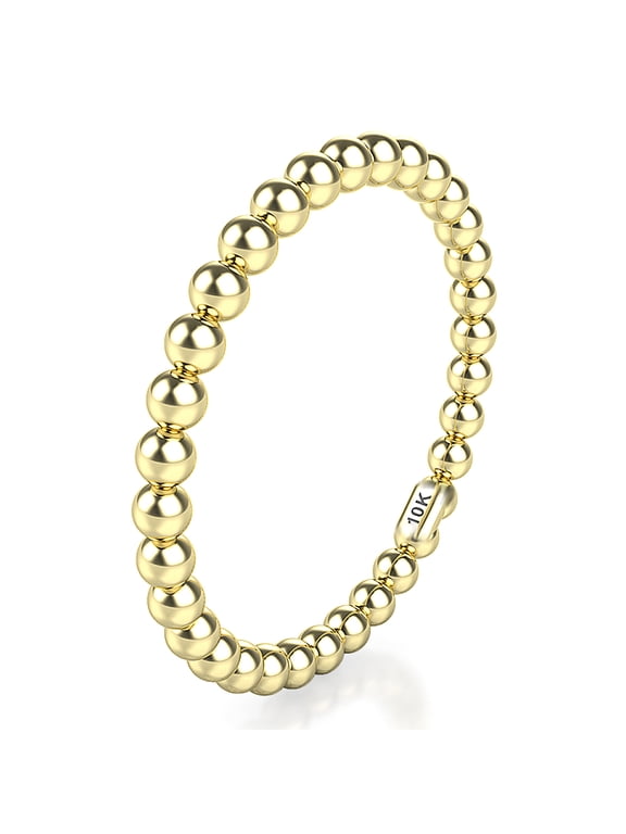 Sz 9.0 Solid 10K Yellow Gold 2MM Eternity Bead Comfort Fit Wedding Band Ring