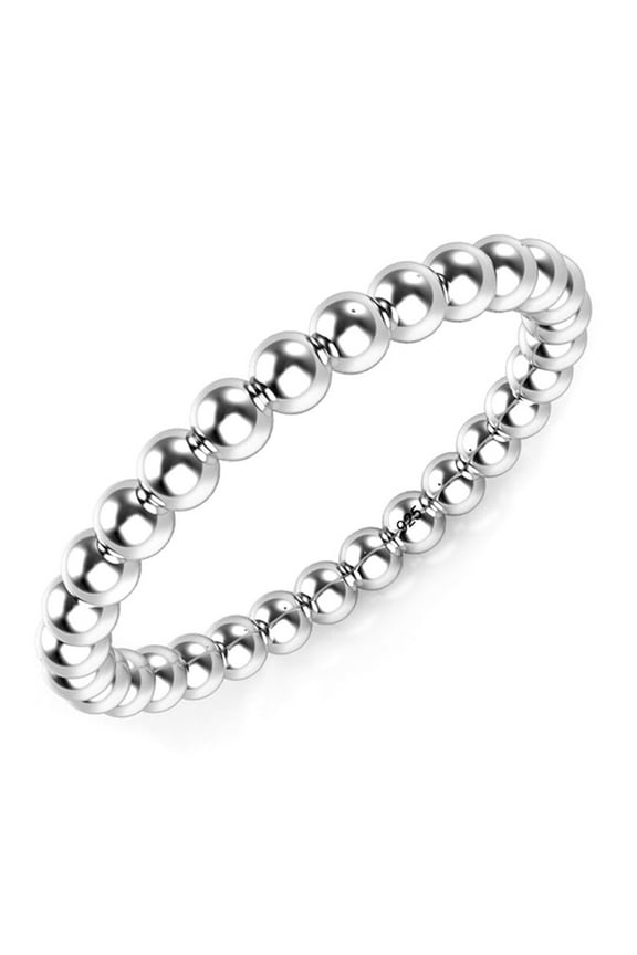 Sz 9 Sterling Silver 2MM Eternity Bead Wedding Band Ring
