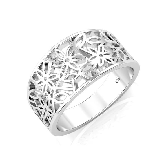 Sz 9 Sterling Silver 925 Victorian leaf Filigree Ring