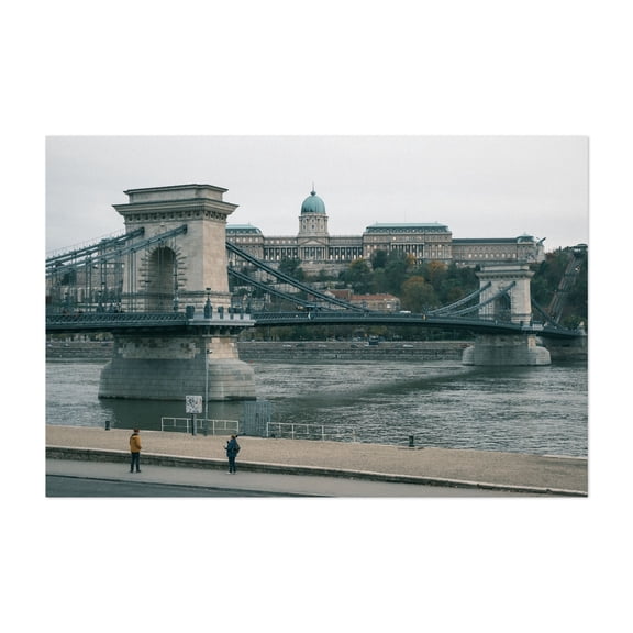 Széchenyi Chain Bridge & Buda Castle - Budapest Hungary Photography Bridge Cityscape Architecture Travel Poster Scenic Autumn Unframed Wall Art Print 4 x 6 inches