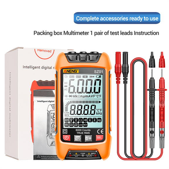 Sz02 Digital Multimeter 6000 Counts Rms Voltage Current Resistance Meter