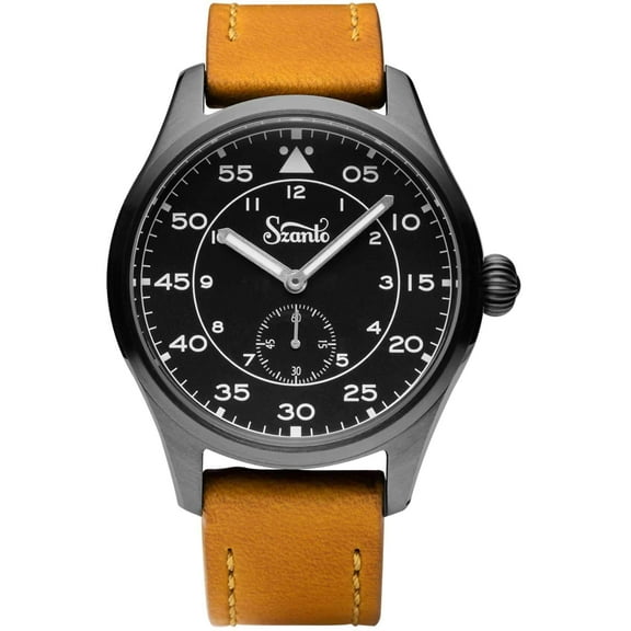 Szanto SZ 2757 Men's Heritage Aviator Black Dial Grey Case Watch