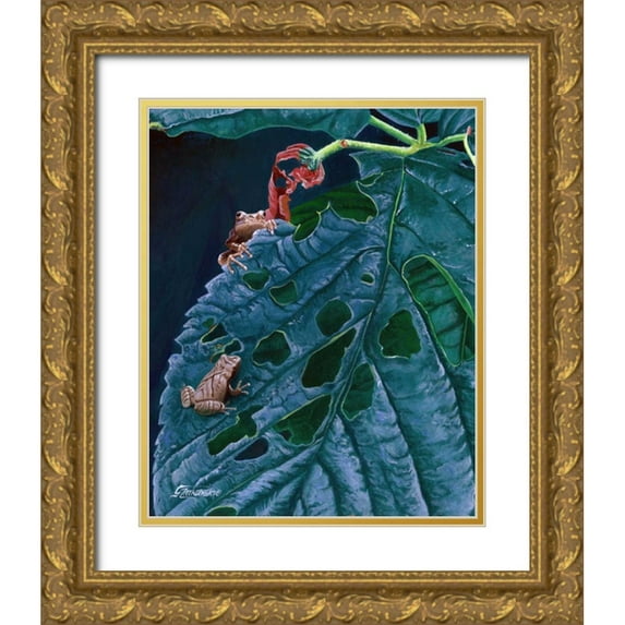 Szatkowski, Fred 12x14 Gold Ornate Wood Framed with Double Matting Museum Art Print Titled - Spring Peepers I