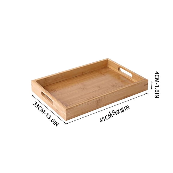 Szbaoan Bamboo Serving Tray with Raised Edge, Rectangular Platter for Breakfast Snacks Drinks, Natural Wood Tea Tray for Hotel Restaurant Home Use, Easy to Clean