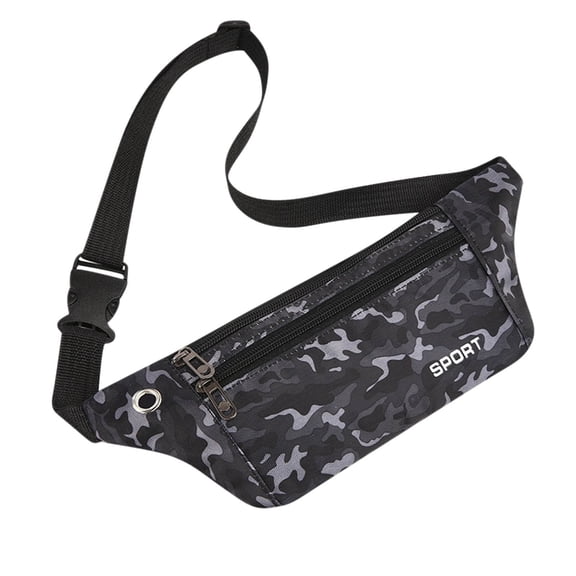 Szbaoan Camouflage Canvas Crossbody Sports Pack with Multiple Pockets, Large Capacity Waist Fanny Pack for Travel Exercise and Outdoor Activities with Adjustable Strap 32x12cm