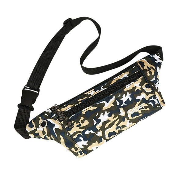 Szbaoan Camouflage Canvas Crossbody Sports Pack with Multiple Pockets, Large Capacity Waist Fanny Pack for Travel Exercise and Outdoor Activities with Adjustable Strap 32x12cm