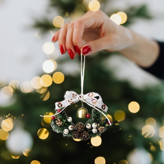 Szbaoan Christmas Bell Wreath Ornament with Festive Sound, PVC Hanging Decor for Tree, Window, Porch, and Holiday Home Styling