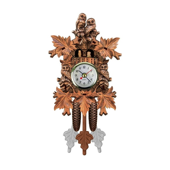 Szbaoan Cuckoo Wall Clock Retro Wooden Chiming Alarm Timepiece for Living Room Home Decor Modern Minimalist Design Pendulum Battery Operated Silent Non-Chiming Decorative Functional Timekeeper