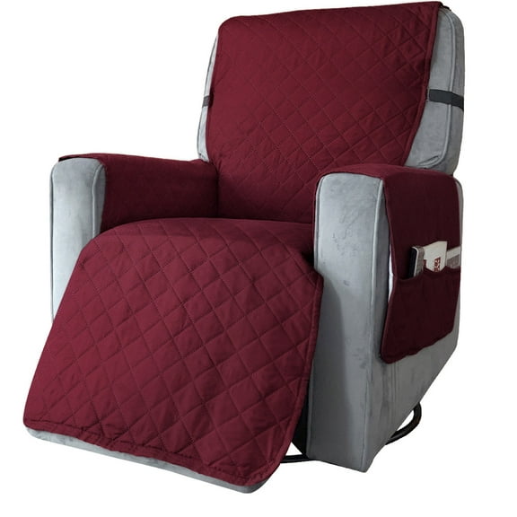 Szbaoan L-Size Waterproof Recliner Cover - Anti-Slip Sofa Protector, Pet-Friendly Blanket, 100% Polyester with 6 Pockets, for Massage Rocking Chairs, Stretchable Furniture Shield, Wine