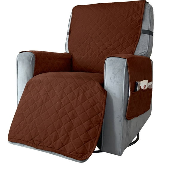 Szbaoan L-Size Waterproof Recliner Cover - Anti-Slip Sofa Protector, Pet-Friendly Blanket, 100% Polyester with 6 Pockets, for Massage Rocking Chairs, Stretchable Furniture Shield, Brown