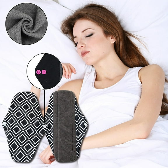 Szbaoan Reusable Cloth Sanitary Pads with Charcoal Absorbency, Washable Menstrual Pad for Women with Snap Button, Leak Proof Design for Travel Exercise, Eco Friendly Alternative to Disposable Pads