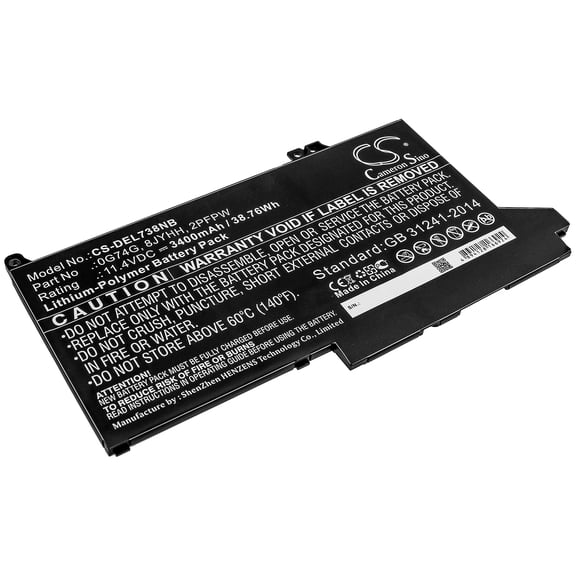 Szdcoo 0G74G, 2PFPW, 8JYHH, 3400mAh Battery Replacement for DELL