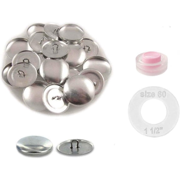 Sze 60 (1 1/2") Buttons to Cover/Self Cover Buttons wth Wre Backs by - Qty 25 (wth Assembly Tool and Template)