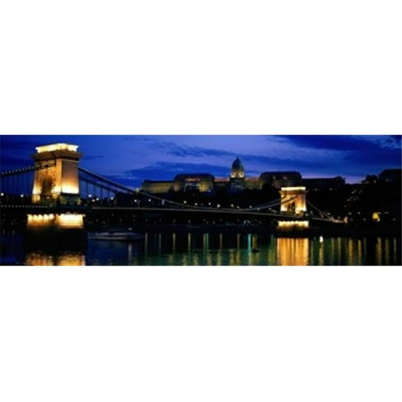 Szechenyi Bridge Royal Palace Budapest Hungary Poster Print by  - 36 x 12