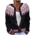 thumbnail image 1 of Szhihuiw Fair Isle Cardigans Sweater for Women Fashion Lightweight Button Up Cardigan Vintage Printed Long Sleeve Casual Knit Tops, 1 of 4