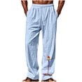 thumbnail image 1 of Szhihuiw Mens Casual Pants Lightweight Elastic Waist Wide Leg Trousers with Pockets Plus Size Fashion, 1 of 5