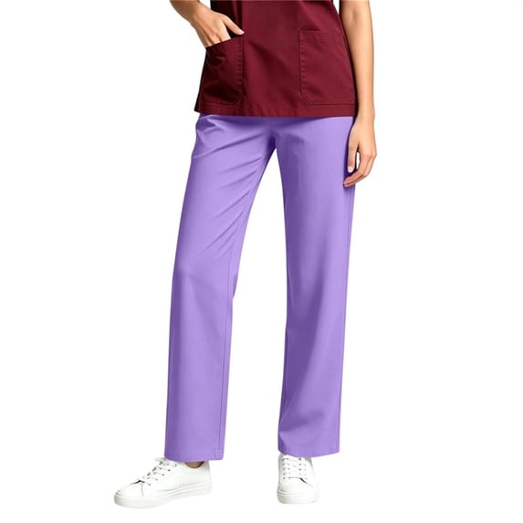 Szhihuiw Scrub Pants for Women Straight Fit Casual Drawstring Elastic Waist Womens Trousers with Pockets