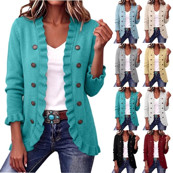 Szhihuiw Women's Cardigan Sweaters Fall Business Casual Tops Lightweight Long Sleeve Button Up Cardigans Fashion Sweaters for Women Trendy