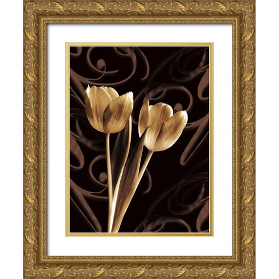 Szilagyi, Ily 25x32 Gold Ornate Wood Framed with Double Matting Museum Art Print Titled - Floral Eloquence I